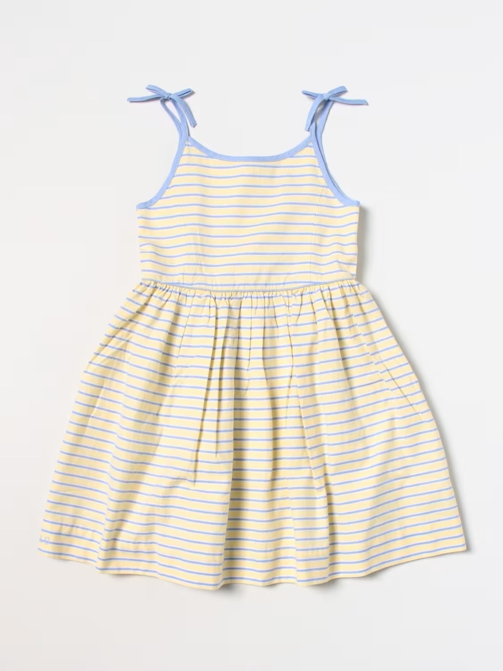 Polo Ralph Lauren Girls Striped Tie-Shoulder Sundress in Yellow and Light Blue